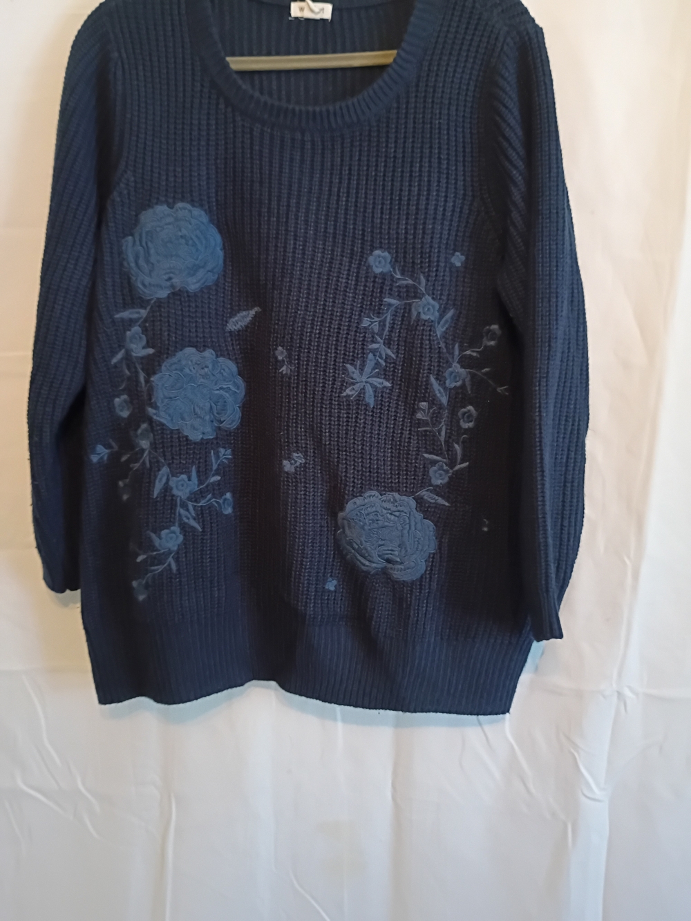 Westport Navy Floral Crewneck Sweater Size 1x
